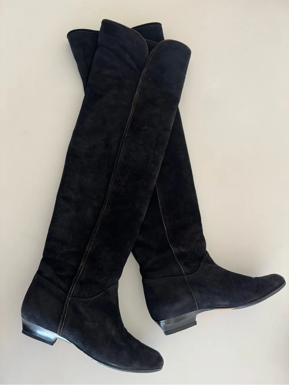 Vintage YSL Black Over-the-Knee Women's Suede Boots - sz 6